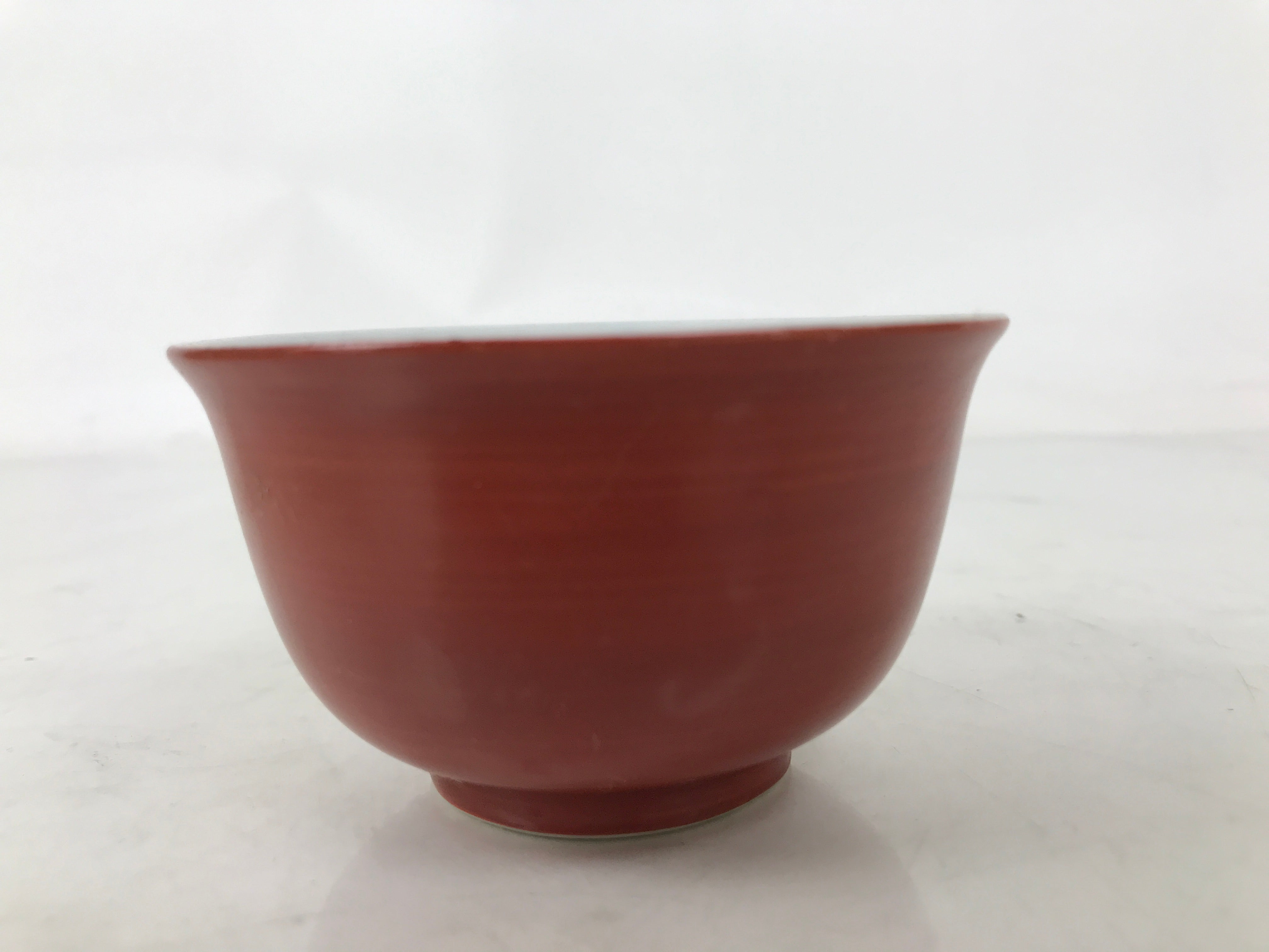 Japanese Porcelain Teacup Vtg Red White Blue Ami Net Design Sencha Yunomi TC593