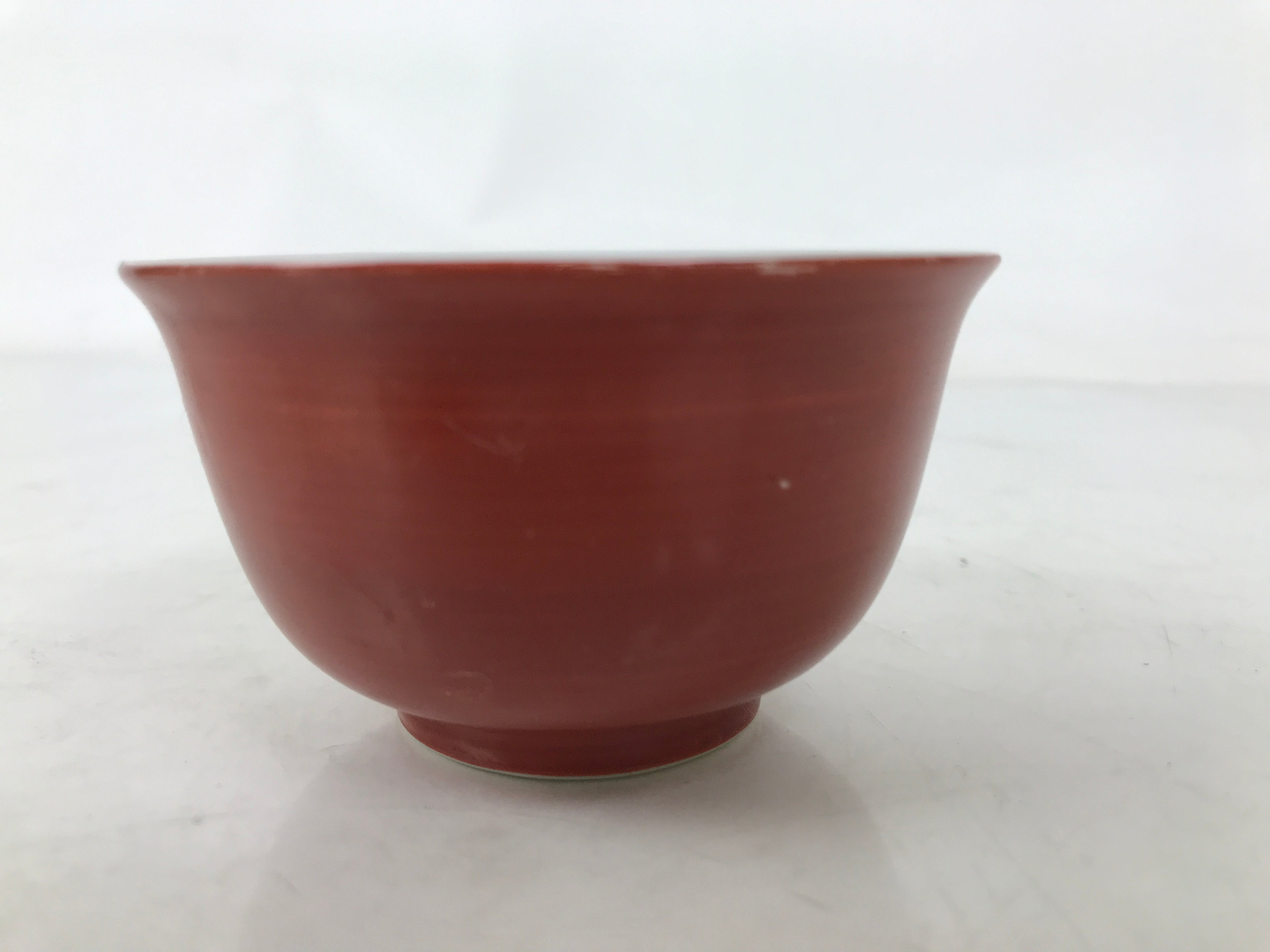 Japanese Porcelain Teacup Vtg Red White Blue Ami Net Design Sencha Yunomi TC593