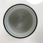 Japanese Porcelain Teacup Vtg Sometsuke White Blue Lines Pattern Yunomi TC481