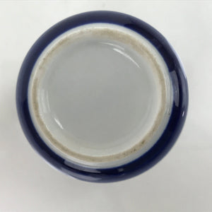 Japanese Porcelain Teacup Vtg Sometsuke White Blue Lines Pattern Yunomi TC482