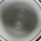 Japanese Porcelain Teacup Vtg Sometsuke White Blue Lines Pattern Yunomi TC484