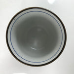 Japanese Porcelain Teacup Vtg Sometsuke White Blue Lines Pattern Yunomi TC487