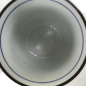 Japanese Porcelain Teacup Vtg Sometsuke White Blue Lines Pattern Yunomi TC487