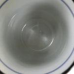 Japanese Porcelain Teacup Vtg Sometsuke White Blue Lines Pattern Yunomi TC488