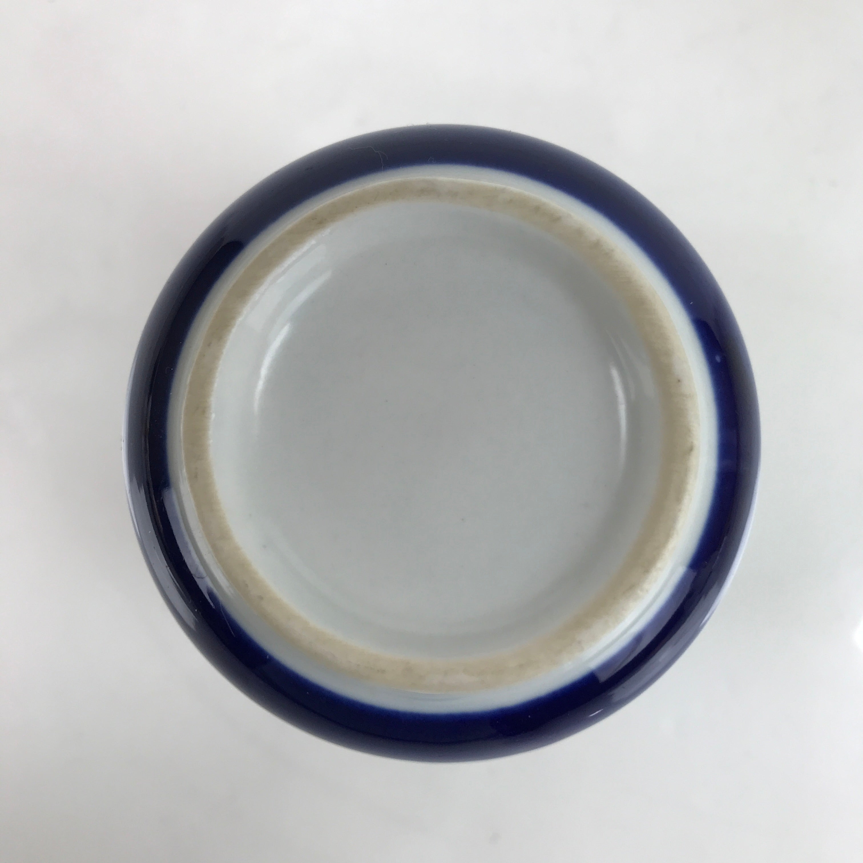 Japanese Porcelain Teacup Vtg Sometsuke White Blue Lines Pattern Yunomi TC489