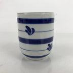 Japanese Porcelain Teacup Vtg Sometsuke White Blue Lines Pattern Yunomi TC490