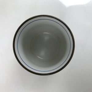 Japanese Porcelain Teacup Vtg Sometsuke White Blue Lines Pattern Yunomi TC490