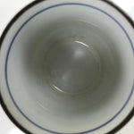 Japanese Porcelain Teacup Vtg Sometsuke White Blue Lines Pattern Yunomi TC490