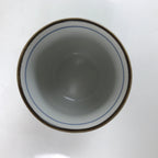 Japanese Porcelain Teacup Vtg Sometsuke White Blue Lines Pattern Yunomi TC491