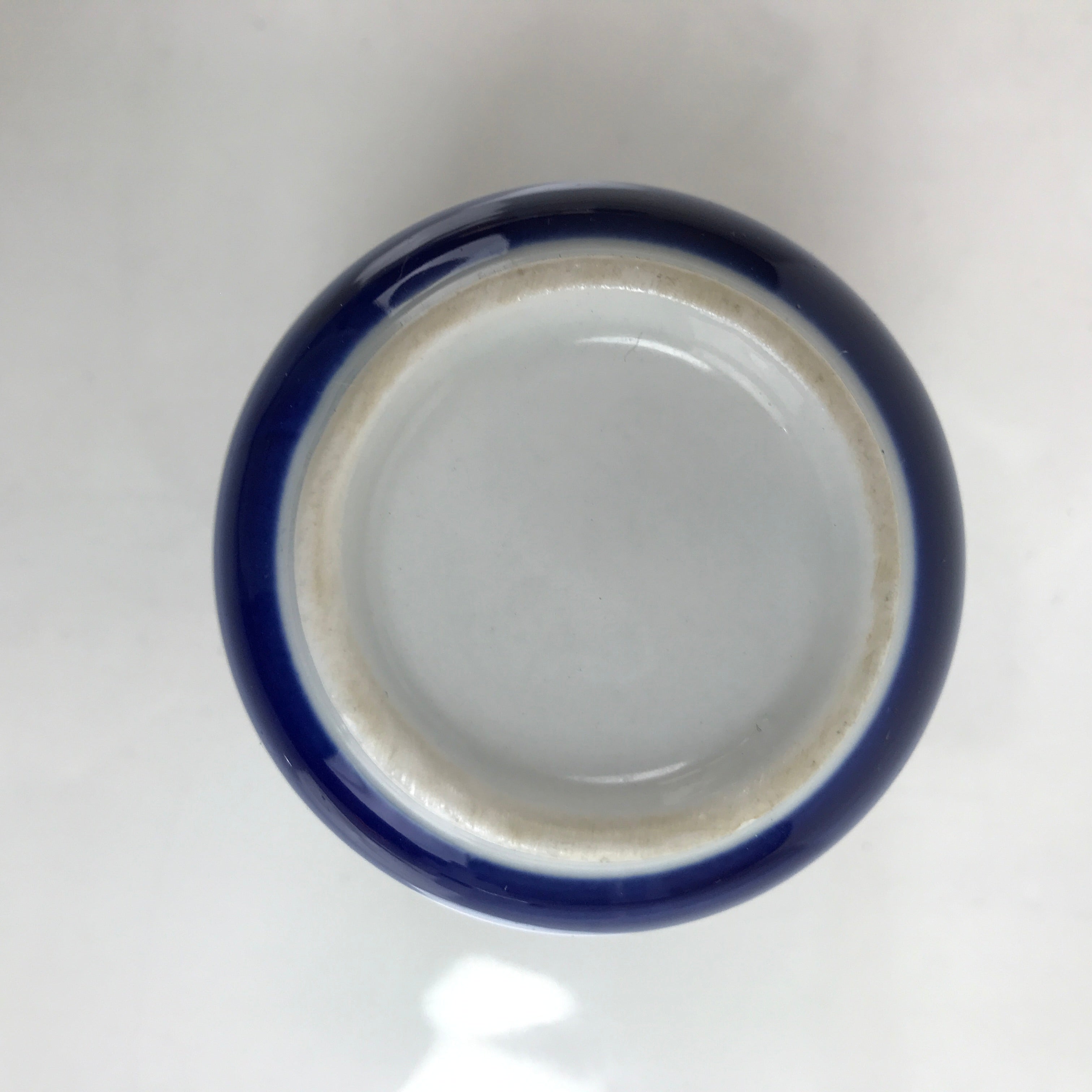 Japanese Porcelain Teacup Vtg Sometsuke White Blue Lines Pattern Yunomi TC492