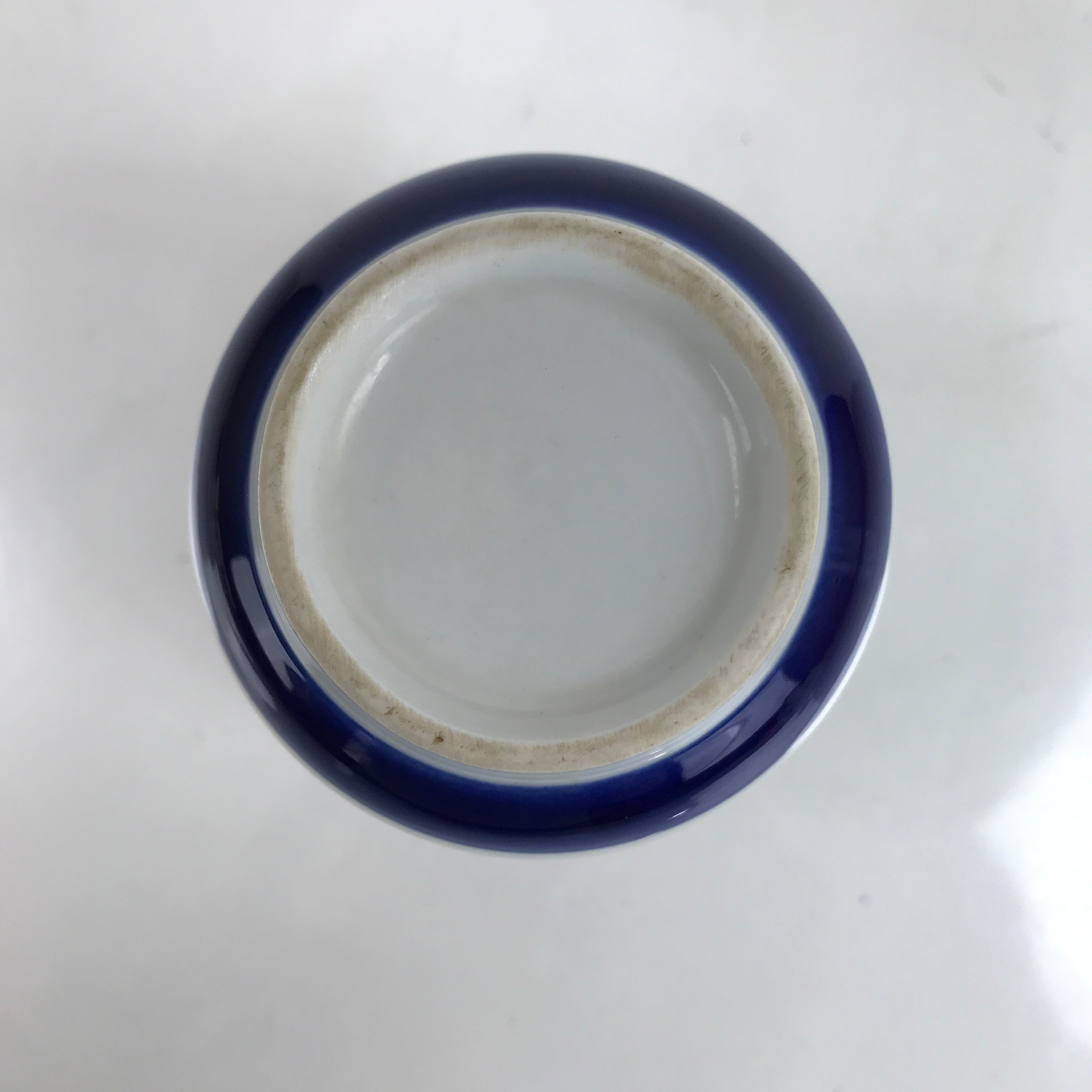 Japanese Porcelain Teacup Vtg Sometsuke White Blue Lines Pattern Yunomi TC493