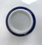 Japanese Porcelain Teacup Vtg Sometsuke White Blue Lines Pattern Yunomi TC495