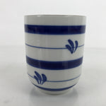 Japanese Porcelain Teacup Vtg Sometsuke White Blue Lines Pattern Yunomi TC496