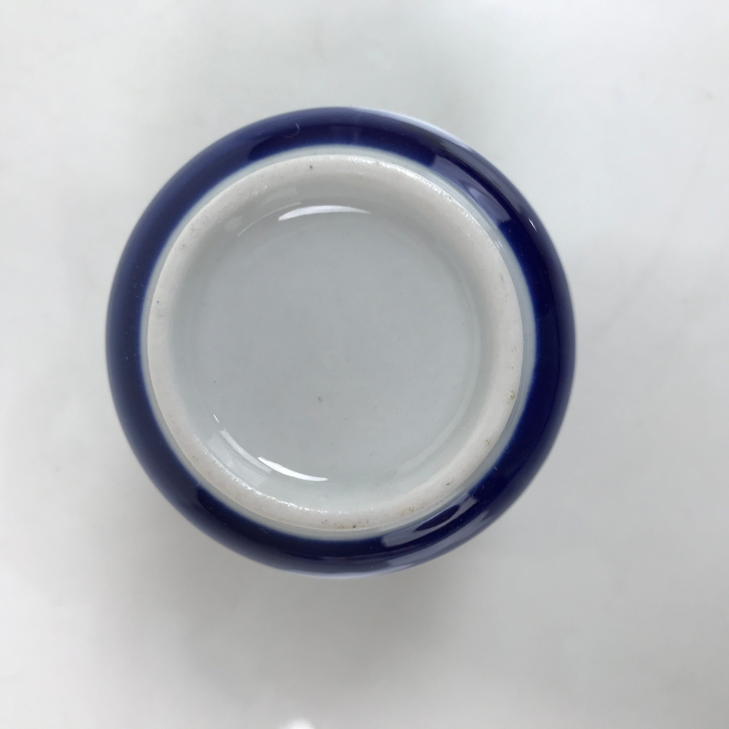 Japanese Porcelain Teacup Vtg Sometsuke White Blue Lines Pattern Yunomi TC496