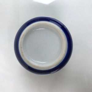 Japanese Porcelain Teacup Vtg Sometsuke White Blue Lines Pattern Yunomi TC497