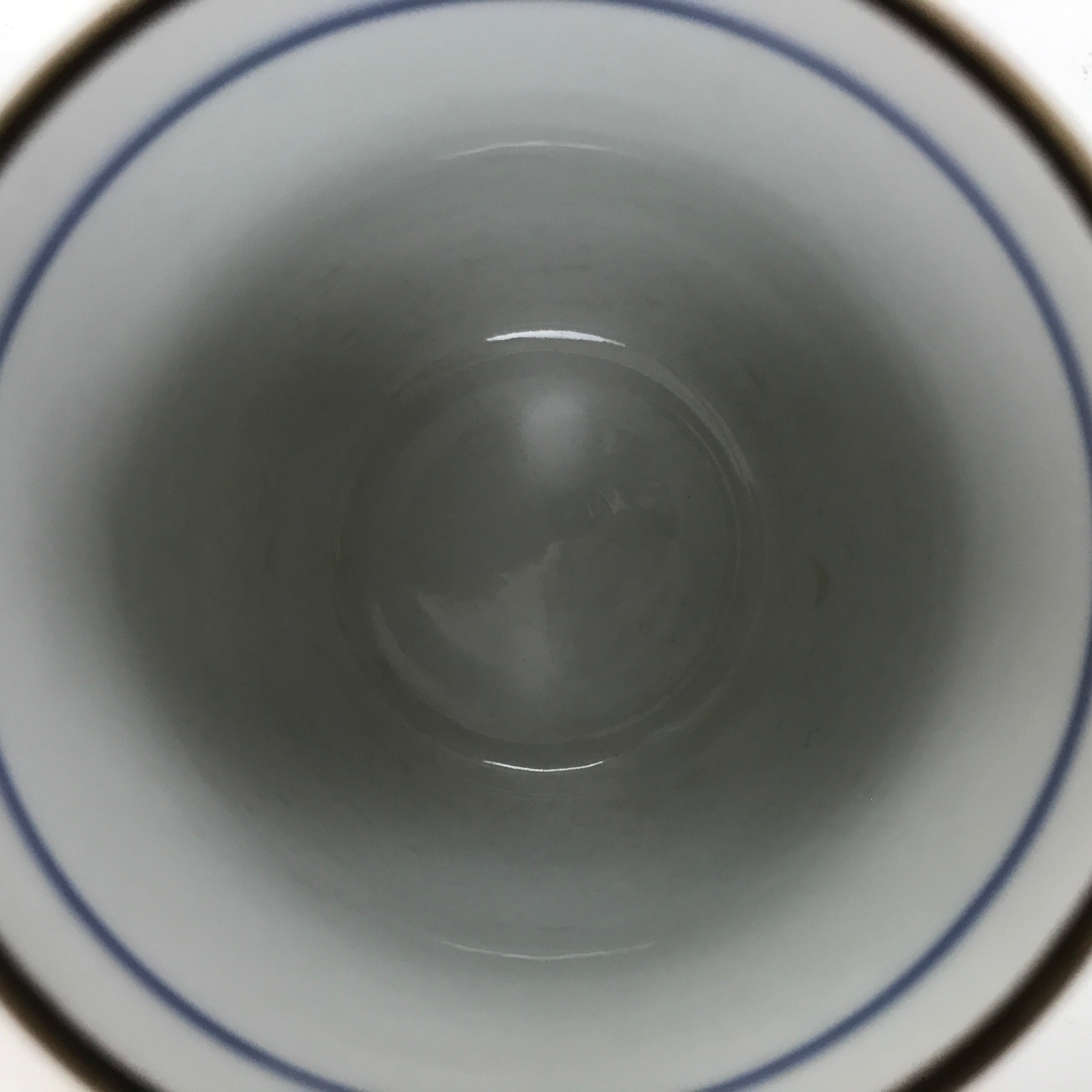 Japanese Porcelain Teacup Vtg Sometsuke White Blue Lines Pattern Yunomi TC497