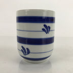 Japanese Porcelain Teacup Vtg Sometsuke White Blue Lines Pattern Yunomi TC499