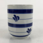 Japanese Porcelain Teacup Vtg Sometsuke White Blue Lines Pattern Yunomi TC501