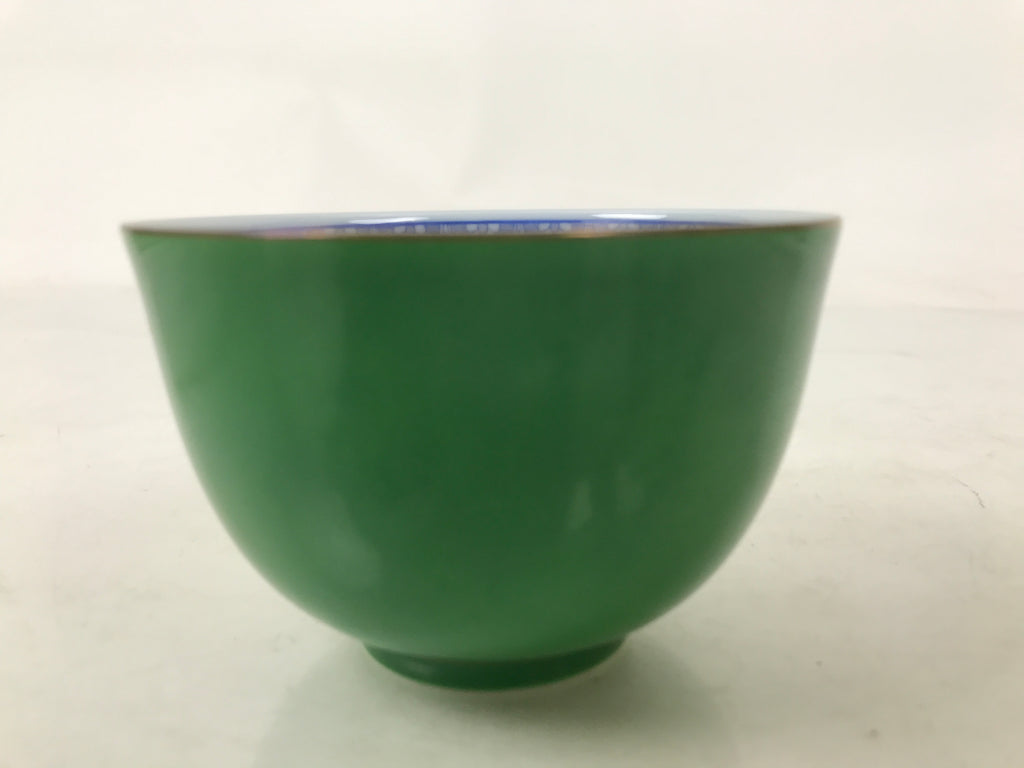 Japanese Porcelain Teacup Vtg Tachikichi Green White Blue Sencha Yunomi TC594