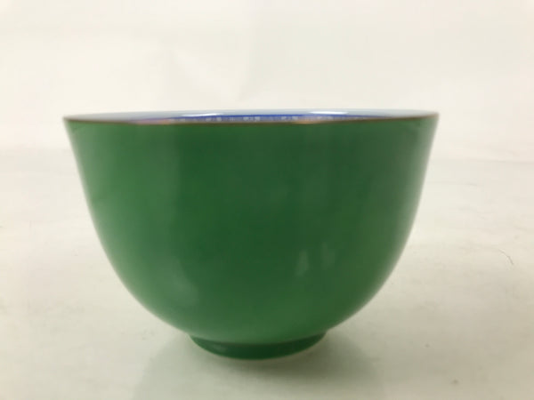 Japanese Porcelain Teacup Vtg Tachikichi Green White Blue Sencha