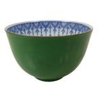 Japanese Porcelain Teacup Vtg Tachikichi Green White Blue Sencha Yunomi TC594
