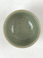Japanese Porcelain Teacup Vtg Yunomi Light Green Crackle Glaze Pottery TC373