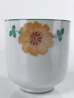 Japanese Porcelain Teacup Vtg Yunomi Orange Flowers Leaves White Sencha TC427