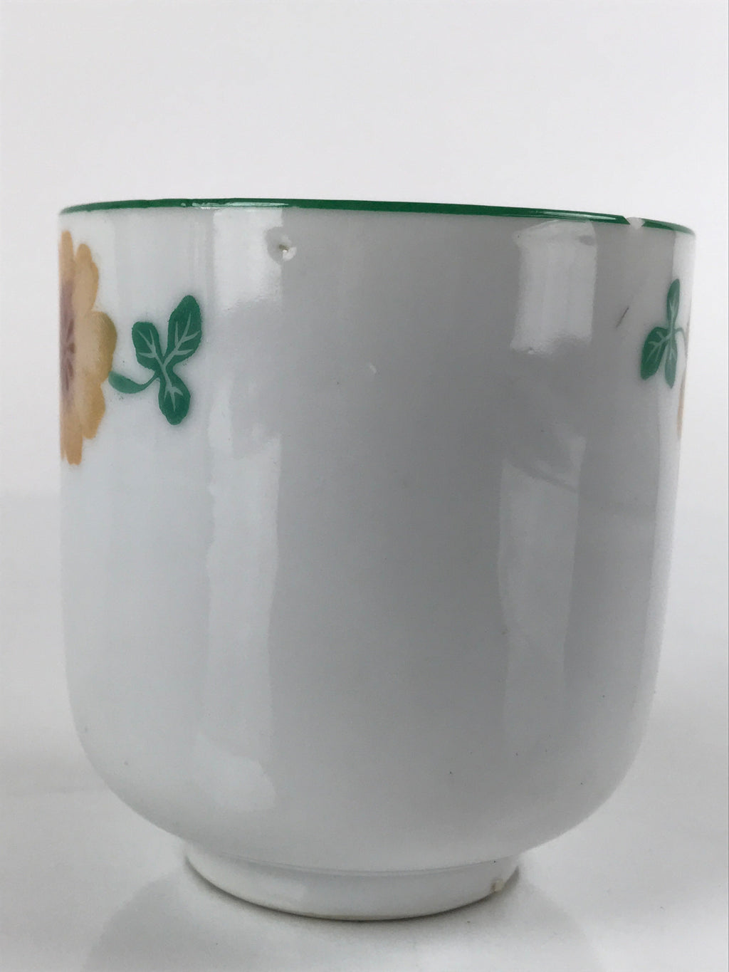 Japanese Porcelain Teacup Vtg Yunomi Orange Flowers Leaves White Sencha TC427