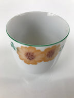 Japanese Porcelain Teacup Vtg Yunomi Orange Flowers Leaves White Sencha TC427