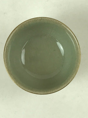 Japanese Porcelain Teacup Vtg Yunomi Pottery Crackle Glaze Light Green TC371