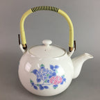 Japanese Porcelain Teapot Blue Pink Flower Kyusu Strainer Handle Sencha PT752