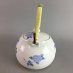 Japanese Porcelain Teapot Blue Pink Flower Kyusu Strainer Handle Sencha PT752