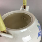Japanese Porcelain Teapot Blue Pink Flower Kyusu Strainer Handle Sencha PT752