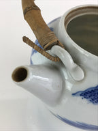 Japanese Porcelain Teapot Vtg Kyusu Pottery Sencha Blue Sometsuke Handle PY150