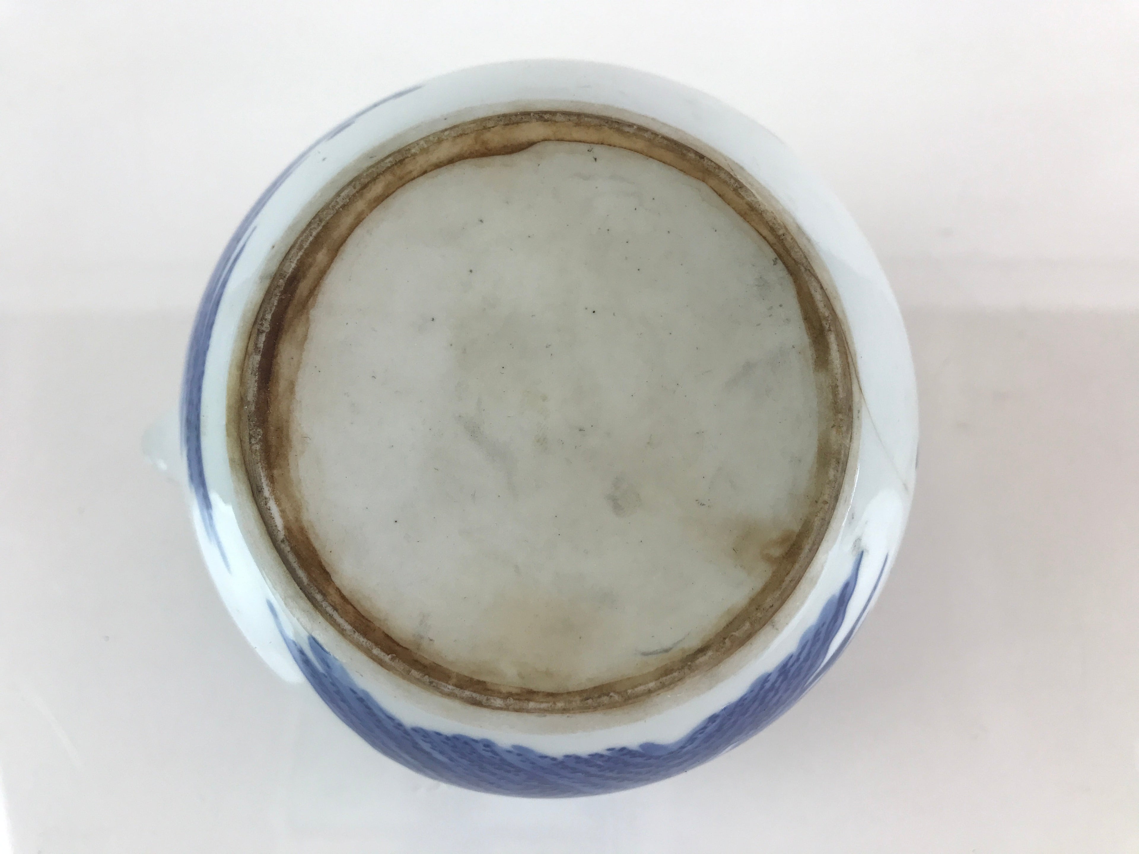 Japanese Porcelain Teapot Vtg Kyusu Pottery Sencha Blue Sometsuke Handle PY150