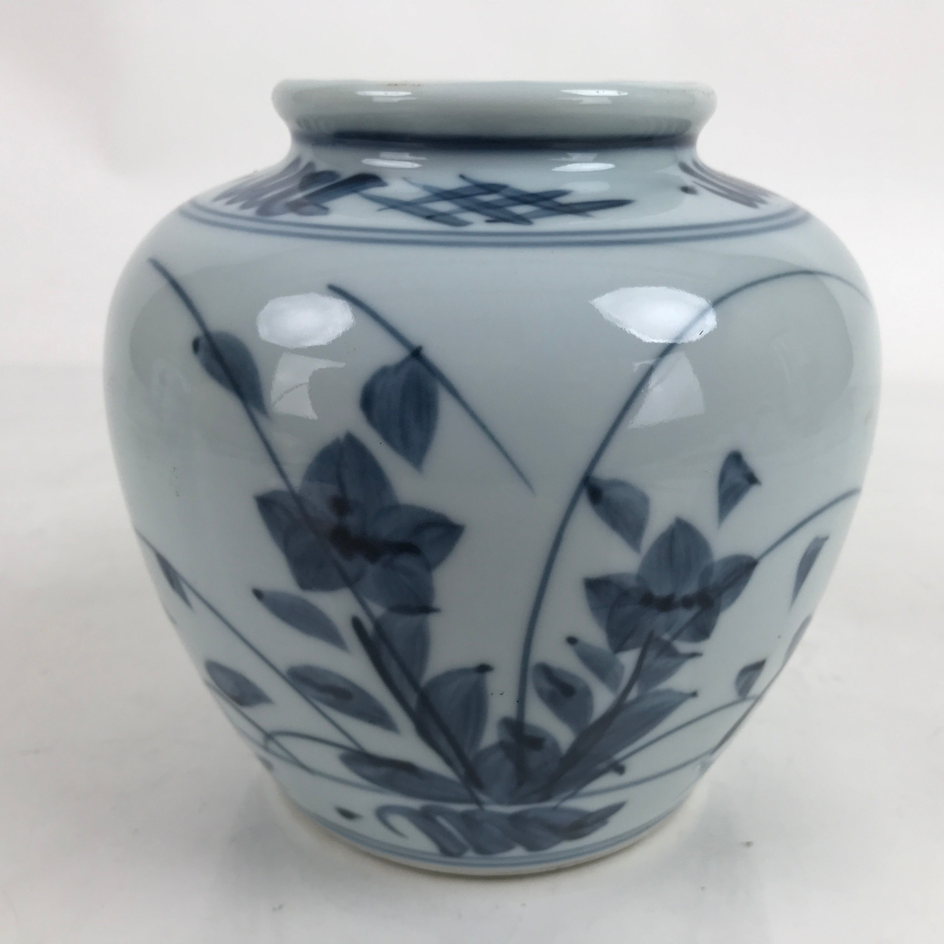 Japanese Porcelain Tobe Ware Sometsuke Flower Vase Vtg Ikebana Kabin Kikyo FK136