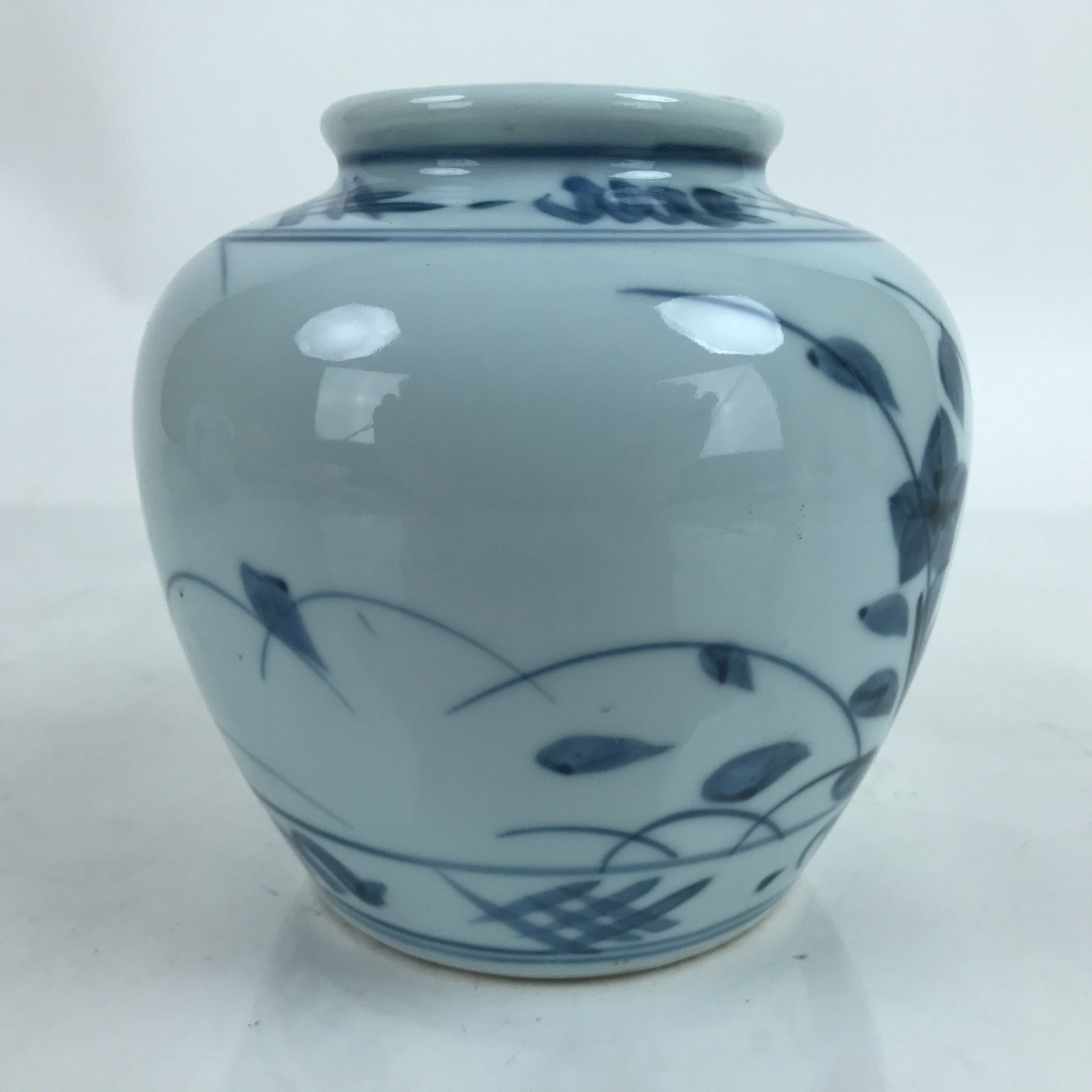 Japanese Porcelain Tobe Ware Sometsuke Flower Vase Vtg Ikebana Kabin Kikyo FK136