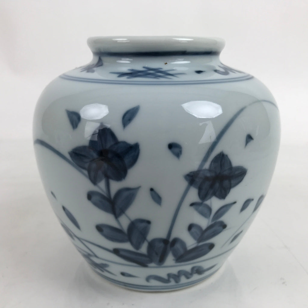 Japanese Porcelain Tobe Ware Sometsuke Flower Vase Vtg Ikebana Kabin Kikyo FK137