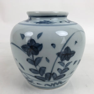 Japanese Porcelain Tobe Ware Sometsuke Flower Vase Vtg Ikebana Kabin Kikyo FK137