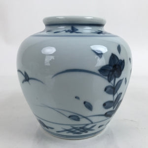 Japanese Porcelain Tobe Ware Sometsuke Flower Vase Vtg Ikebana Kabin Kikyo FK137