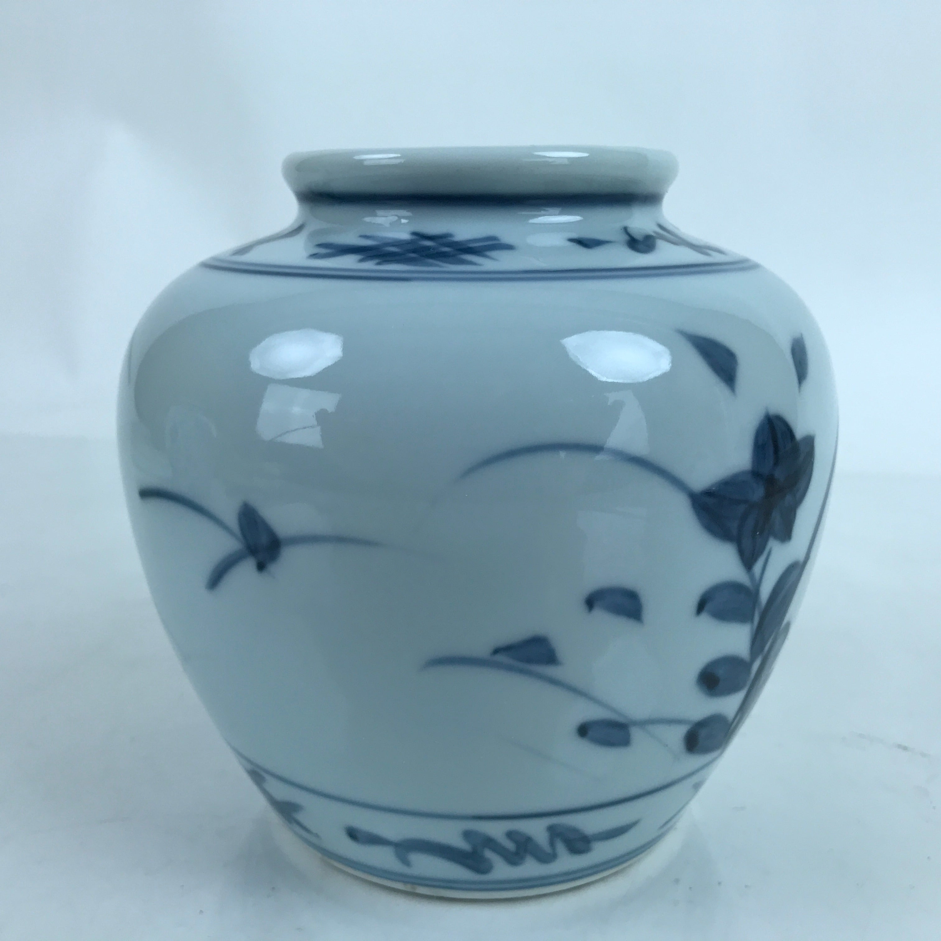 Japanese Porcelain Tobe Ware Sometsuke Flower Vase Vtg Ikebana Kabin Kikyo FK137