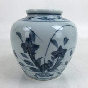 Japanese Porcelain Tobe Ware Sometsuke Flower Vase Vtg Ikebana Kabin Kikyo FK138