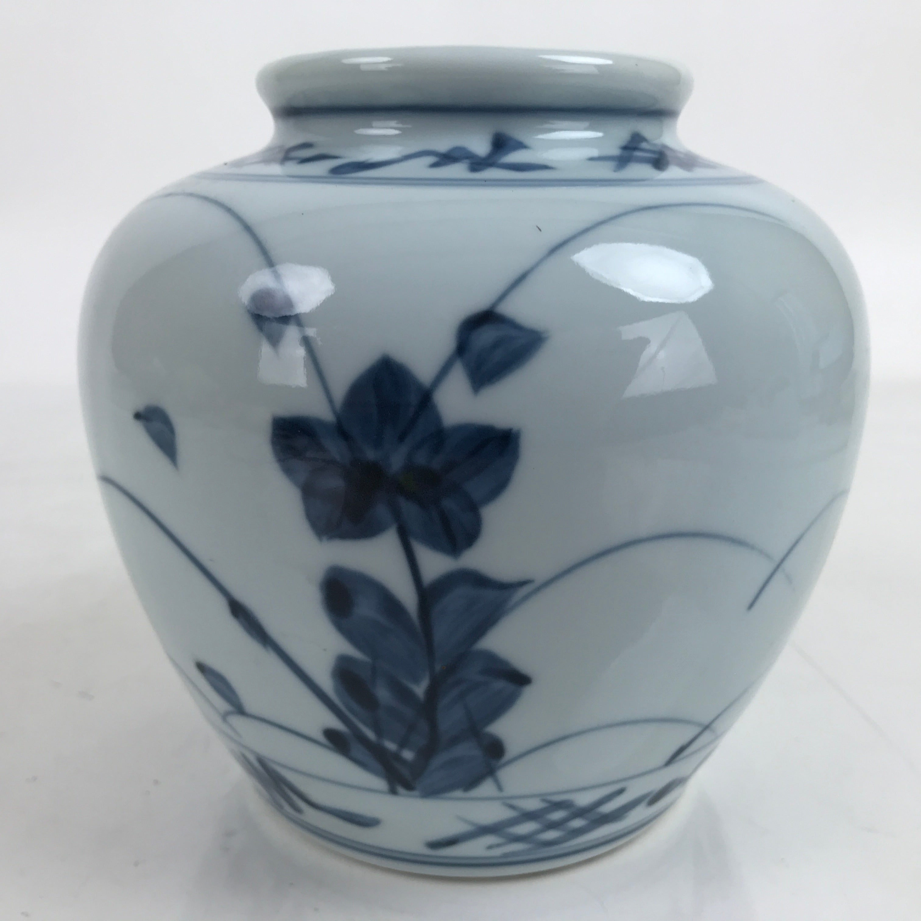 Japanese Porcelain Tobe Ware Sometsuke Flower Vase Vtg Ikebana Kabin Kikyo FK139