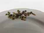 Japanese Porcelain Tono China Plate Vtg Pine Cones Tree Leaves Gold Rim PY815