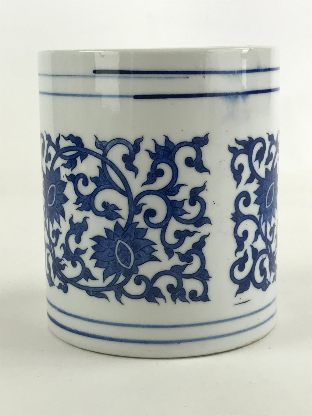 Japanese Porcelain Vase Kabin Vtg White Blue Ikebana Flower Arrangement FK74