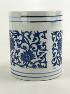 Japanese Porcelain Vase Kabin Vtg White Blue Ikebana Flower Arrangement FK74
