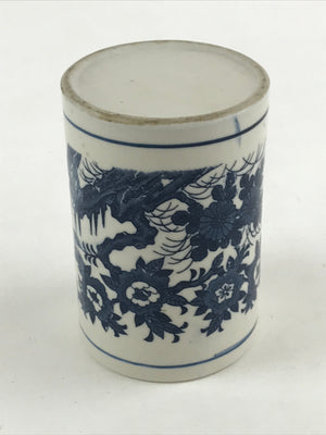 Japanese Porcelain Vase Kabin Vtg White Blue Ikebana Flower Arrangement FK75