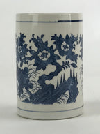 Japanese Porcelain Vase Kabin Vtg White Blue Ikebana Flower Arrangement FK75