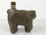 Japanese Porcelain Whisky Bottle Vtg Tokkuri Sake Monkey Zodiac Brown TS902