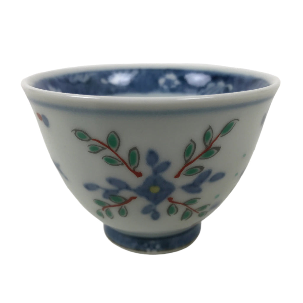 Japanese Porcelain Yunomi Teacup Pottery Vtg White Blue Hishi Fish Sencha TC588